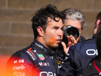 Sergio Perez of Mexico drives the (11) Oracle Red Bull Racing RB20 Honda RBPT during the Formula 1 Pirelli United States Grand Prix 2024 in...