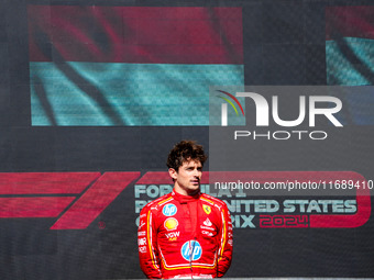 Charles Leclerc of Monaco drives the (16) Scuderia Ferrari SF-24 Ferrari during the Formula 1 Pirelli United States Grand Prix 2024 in Austi...