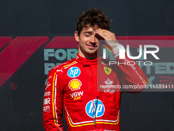 Charles Leclerc of Monaco drives the (16) Scuderia Ferrari SF-24 Ferrari during the Formula 1 Pirelli United States Grand Prix 2024 in Austi...