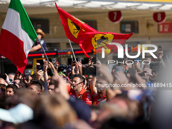 Scuderia Ferrari mechanics are present after the race during the Formula 1 Pirelli United States Grand Prix 2024 in Austin, USA, on October...