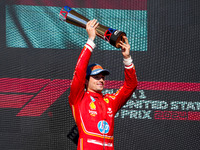 Charles Leclerc of Monaco drives the (16) Scuderia Ferrari SF-24 Ferrari during the Formula 1 Pirelli United States Grand Prix 2024 in Austi...