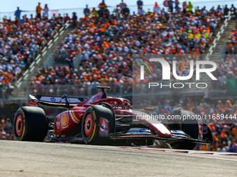 Charles Leclerc of Monaco drives the (16) Scuderia Ferrari SF-24 Ferrari during the Formula 1 Pirelli United States Grand Prix 2024 in Austi...