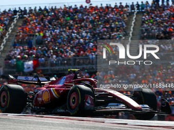 Carlos Sainz Jr. of Spain drives the (55) Scuderia Ferrari SF-24 Ferrari during the Formula 1 Pirelli United States Grand Prix 2024 in Austi...