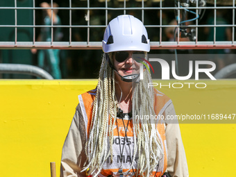 A marshal is on the track during the Formula 1 Pirelli United States Grand Prix 2024 in Austin, USA, on October 20, 2024. (