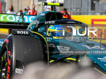 Fernando Alonso of Spain drives the (14) Aston Martin Aramco Cognizant F1 Team AMR24 Mercedes during the Formula 1 Pirelli United States Gra...