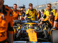 Lando Norris of the UK drives the McLaren F1 Team MCL38 Mercedes during the Formula 1 Pirelli United States Grand Prix 2024 in Austin, USA,...