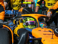 Lando Norris of the UK drives the McLaren F1 Team MCL38 Mercedes during the Formula 1 Pirelli United States Grand Prix 2024 in Austin, USA,...