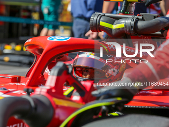 Carlos Sainz Jr. of Spain drives the (55) Scuderia Ferrari SF-24 Ferrari during the Formula 1 Pirelli United States Grand Prix 2024 in Austi...