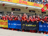 Scuderia Ferrari mechanics work during the Formula 1 Pirelli United States Grand Prix 2024 in Austin, USA, on October 20, 2024. (