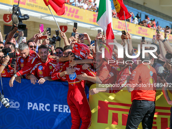 Charles Leclerc of Monaco drives the (16) Scuderia Ferrari SF-24 Ferrari during the Formula 1 Pirelli United States Grand Prix 2024 in Austi...