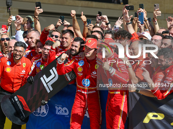 Charles Leclerc and Carlos Sainz Jr. participate in the Formula 1 Pirelli United States Grand Prix 2024 in Austin, USA, on October 20, 2024....