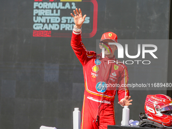 Charles Leclerc of Monaco drives the (16) Scuderia Ferrari SF-24 Ferrari during the Formula 1 Pirelli United States Grand Prix 2024 in Austi...