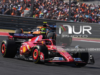 Carlos Sainz Jr. of Spain drives the (55) Scuderia Ferrari SF-24 Ferrari during the Formula 1 Pirelli United States Grand Prix 2024 in Austi...