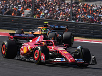 Carlos Sainz Jr. of Spain drives the (55) Scuderia Ferrari SF-24 Ferrari during the Formula 1 Pirelli United States Grand Prix 2024 in Austi...