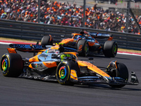 Lando Norris of the UK drives the McLaren F1 Team MCL38 Mercedes during the Formula 1 Pirelli United States Grand Prix 2024 in Austin, USA,...