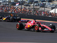 Charles Leclerc of Monaco drives the (16) Scuderia Ferrari SF-24 Ferrari during the Formula 1 Pirelli United States Grand Prix 2024 in Austi...