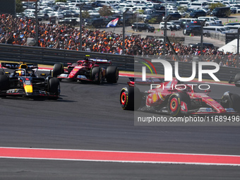 Charles Leclerc of Monaco drives the (16) Scuderia Ferrari SF-24 Ferrari during the Formula 1 Pirelli United States Grand Prix 2024 in Austi...