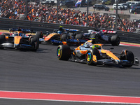 Lando Norris of the UK drives the McLaren F1 Team MCL38 Mercedes during the Formula 1 Pirelli United States Grand Prix 2024 in Austin, USA,...