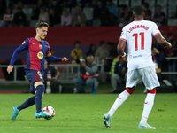 Gavi plays during the match between FC Barcelona and Sevilla FC, corresponding to week 10 of LaLiga EA Sports, at the Lluis Companys Stadium...