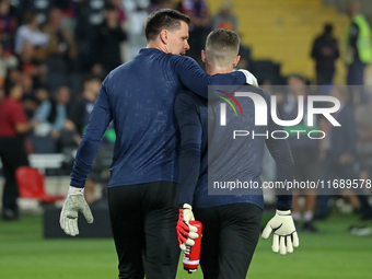 Wojciech Szczesny and Inaki Pena train before the match between FC Barcelona and Sevilla FC, corresponding to week 10 of LaLiga EA Sports, a...