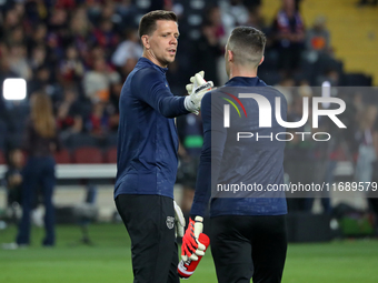 Wojciech Szczesny and Inaki Pena train before the match between FC Barcelona and Sevilla FC, corresponding to week 10 of LaLiga EA Sports, a...