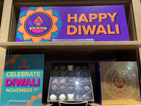 Boxes of fancy chocolates display at a confectionery shop for the upcoming festival of Diwali in Toronto, Ontario, Canada, on October 3, 202...