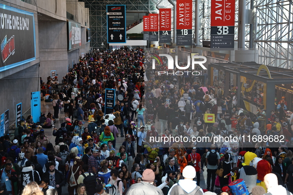 People check out the New York Comic Con 2024 at the Jacob Javits Center in New York City, United States, on October 20, 2024. New York Comic...