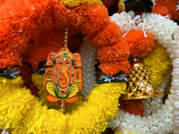 Diwali decorations are at a shop selling puja items in preparation for the festival of Diwali in Mississauga, Ontario, Canada, on October 20...