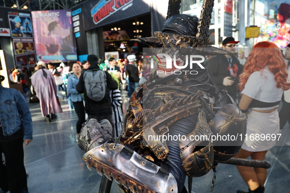 A cosplayer dresses as ''Batman Who Laughs'' for New York Comic Con at the Javits Center in New York City, on October 20, 2024. 