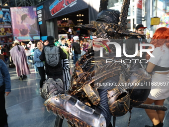 A cosplayer dresses as ''Batman Who Laughs'' for New York Comic Con at the Javits Center in New York City, on October 20, 2024. (