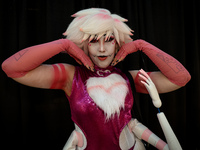 Cosplayer Luisa from New Jersey dresses as Angel for New York Comic Con at the Javits Center in New York City, on October 20, 2024. (