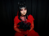 Cosplayer Manon from New York City dresses as a character from Beetlejuice for New York Comic Con at the Javits Center in New York City, on...