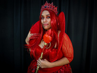 Cosplayer Phoebe from New York City dresses as the Queen of Hearts from Descendants 4 for New York Comic Con at the Javits Center in New Yor...