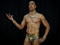 Cosplayer Dimitri from Brooklyn dresses as Xerxes from the movie 300 for New York Comic Con at the Javits Center in New York City, on Octobe...