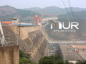 A photo taken on October 21, 2024, shows the Sanmenxia Dam in Sanmenxia, China. (