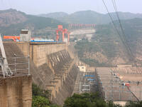 A photo taken on October 21, 2024, shows the Sanmenxia Dam in Sanmenxia, China. (