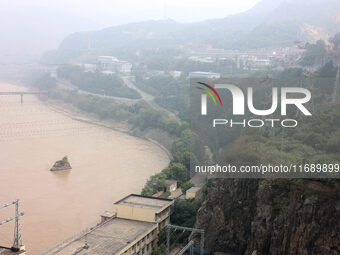 A photo taken on October 21, 2024, shows the Sanmenxia Dam in Sanmenxia, China. (