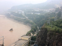 A photo taken on October 21, 2024, shows the Sanmenxia Dam in Sanmenxia, China. (