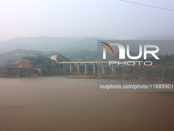 A photo taken on October 21, 2024, shows the Sanmenxia Dam in Sanmenxia, China. (