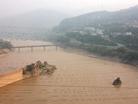 A photo taken on October 21, 2024, shows the Sanmenxia Dam in Sanmenxia, China. (