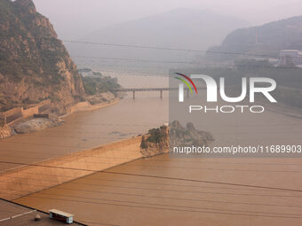 A photo taken on October 21, 2024, shows the Sanmenxia Dam in Sanmenxia, China. (