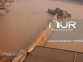 A photo taken on October 21, 2024, shows the Sanmenxia Dam in Sanmenxia, China. (