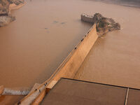 A photo taken on October 21, 2024, shows the Sanmenxia Dam in Sanmenxia, China. (