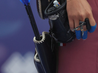 Alejandra Valencia of Mexico competes against Deepika Kumari of India (not in picture) during the women's recurve semifinals match on the fi...