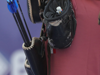 Alejandra Valencia of Mexico competes against Jeon Hunyoung of Korea (not in picture) during the women's recurve 3rd place match on the fina...