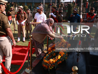 Family members of police martyrs pay tribute to the soldiers who sacrifice their lives in service during Police Commemoration Day in Baramul...