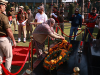 Family members of police martyrs pay tribute to the soldiers who sacrifice their lives in service during Police Commemoration Day in Baramul...