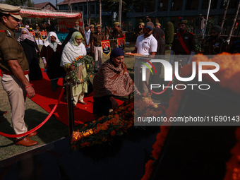 Family members of police martyrs pay tribute to the soldiers who sacrifice their lives in service during Police Commemoration Day in Baramul...