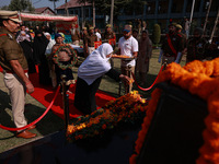 Family members of police martyrs pay tribute to the soldiers who sacrifice their lives in service during Police Commemoration Day in Baramul...