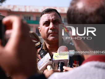 SSP Baramulla Mohd Zaid Malik speaks to the media during Police Commemoration Day in Baramulla, Jammu and Kashmir, India, on October 21, 202...